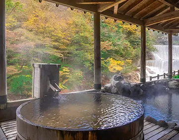 Immersion dans le bassin d-un onsen